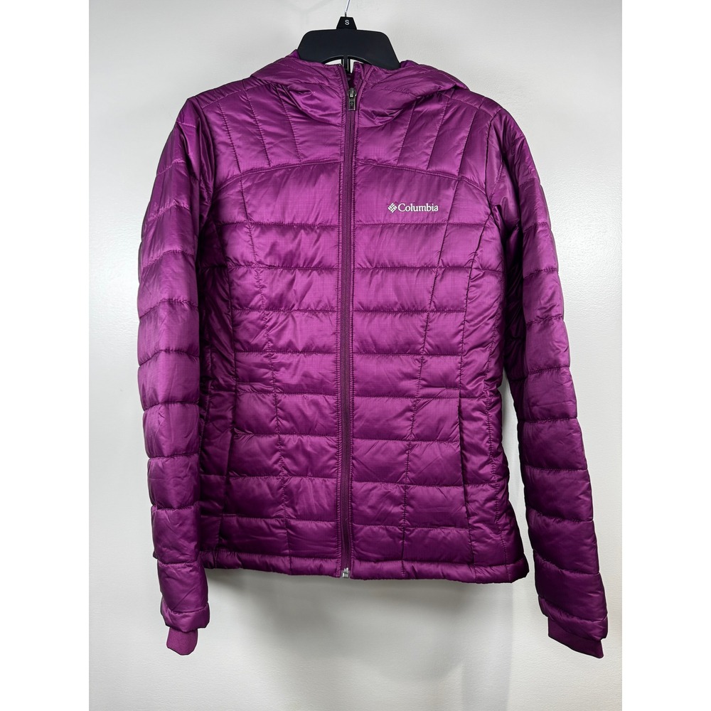Columbia Womens Thermal Coil Puffer Jacket Magenta Purple Hooded Quilted Coat S